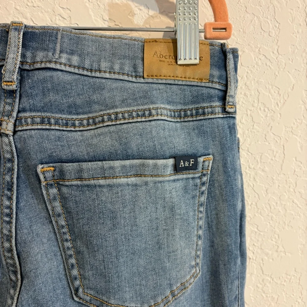 Abercrombie Girls size 13-14 Blue Jeans with Plaid Patch Details